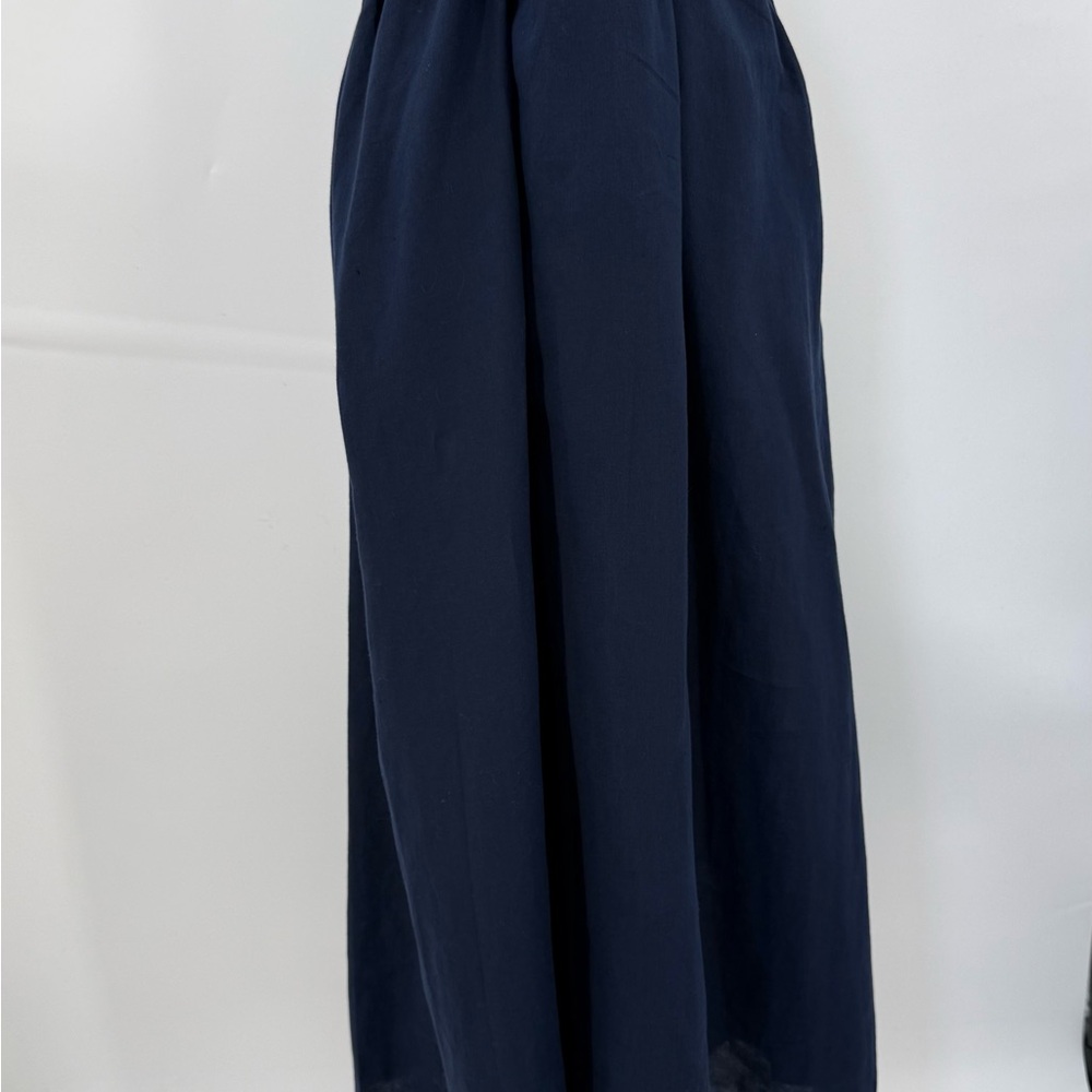 J.Crew Navy Maxi Dress Lace Trim Deep V-Neck Crisscross Back Flutter Sleeves - Picture 11 of 16